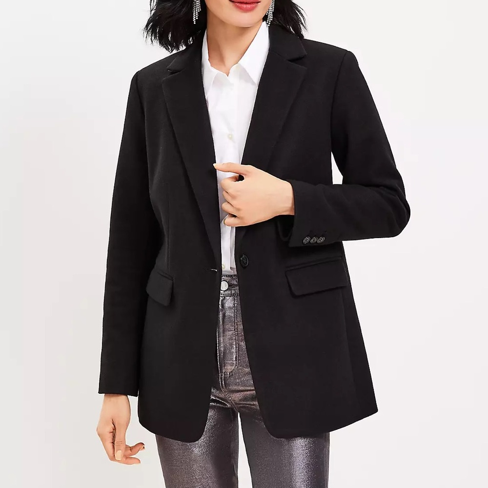 LOFT Knit Long Modern Blazer - Black